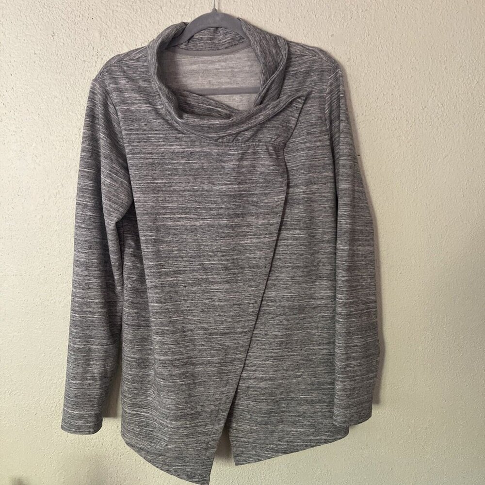 Danskin Women’s Wrap Sweater XL‎ Gray Long Sleeves Stretch gym walk